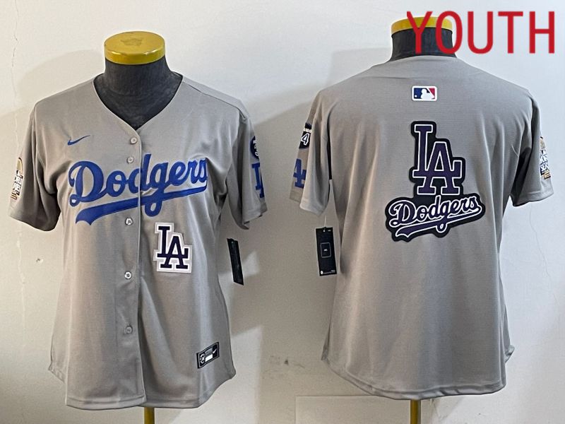 Youth Los Angeles Dodgers Blank Grey Game 2024 Nike MLB Jersey style 12052->youth mlb jersey->Youth Jersey
